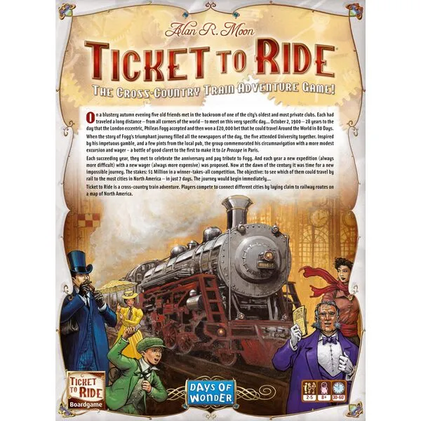 Ticket to Ride Board Game - A Cross-Country Train Adventure for Friends and Family! Strategy Game for Kids & Adults, Ages 8+, 2-5 Players, 30-60 Minute Playtime, Made by Days of Wonder