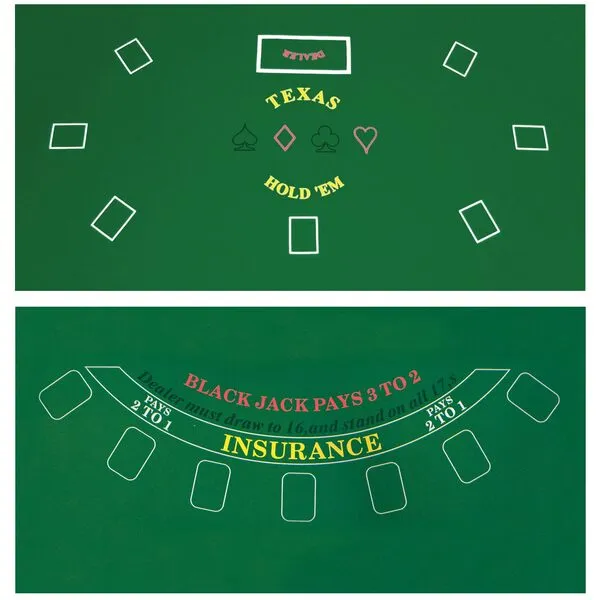 DA VINCI 2 Sided Texas Holdem and Blackjack Casino Felt Layout 36 Inch x 72 Inch