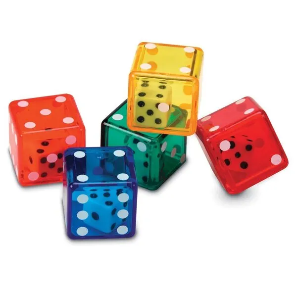 Learning Resources Dice In Dice Bucket, Math Toy, Manipulative, Set of 72, Ages 6+, Multi-color, 3/4 W in
