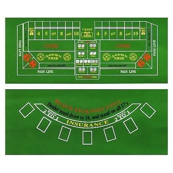 Bello Games New York, Inc. Craps & Black Jack Table Cover with Two Dice & One Deck of Playing Cards 36