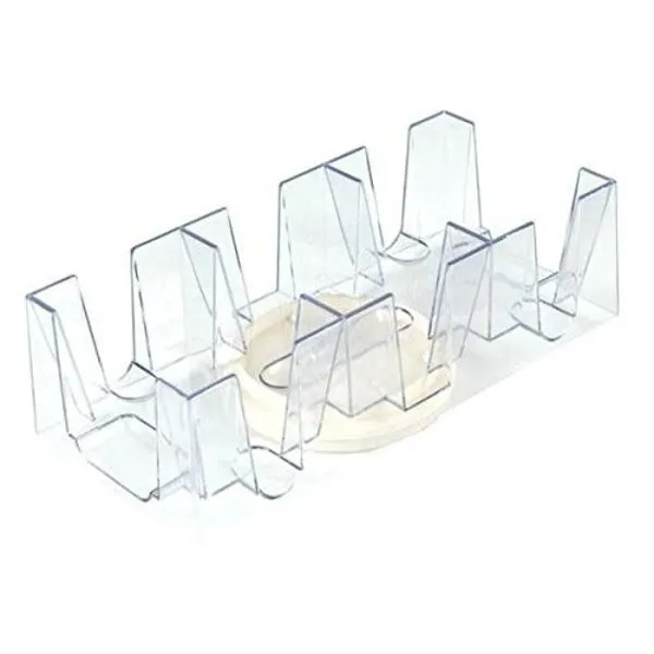 9 Deck Plastic Revolving Playing Card Tray with 3 Slots - Clear