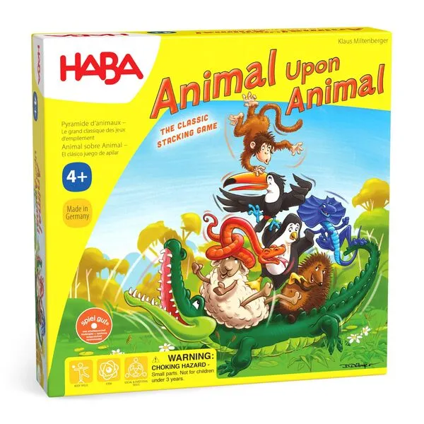 HABA Animal Upon Animal - Classic Wooden Stacking Game: Ultimate Family Board Game for Kids 4-8, Fun Game for Family Night, Games for Kids & Adults