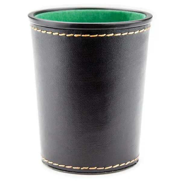 Felt-Lined Synthetic Leather Dice Cup by Brybelly Black/Green, 4