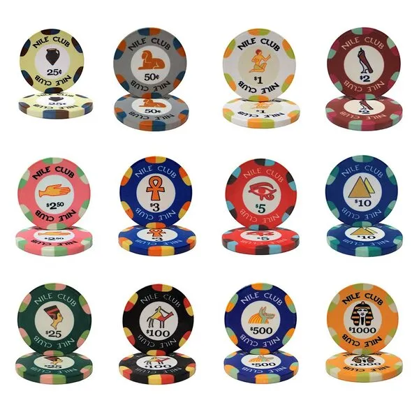 Brybelly Nile Club Casino Grade Ceramic 10-gram Poker Chip – Pack of 50