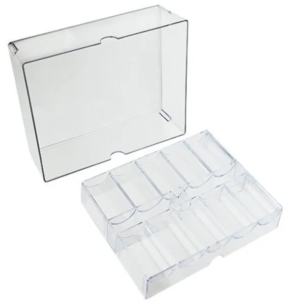 Brybelly Clear Acrylic Poker Chip Tray with Lid | for Standard Size Chips and Clay Chips