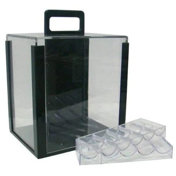 Brybelly 1000 Chip Clear Acrylic Poker Chip Carrier - Includes 10 Racks