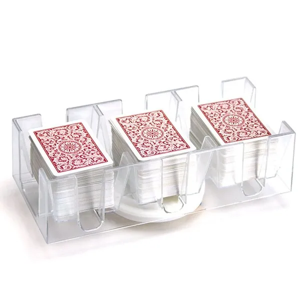 Brybelly Rotating Card Deck Tray | Standard Sized Playing Cards | Rotates in Any Direction | Clear | 2, 6 or 9 Deck Tray