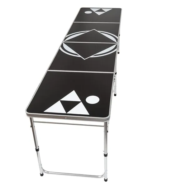8\' Beer Pong Table - Lightweight & Portable with Carrying Handles by Red Cup Pong (Black)