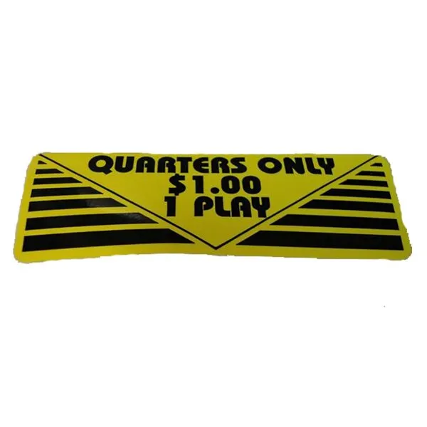 Game Room Guys Arcade Pinball 4 Quarters 1 Play Sticker- Set of 2