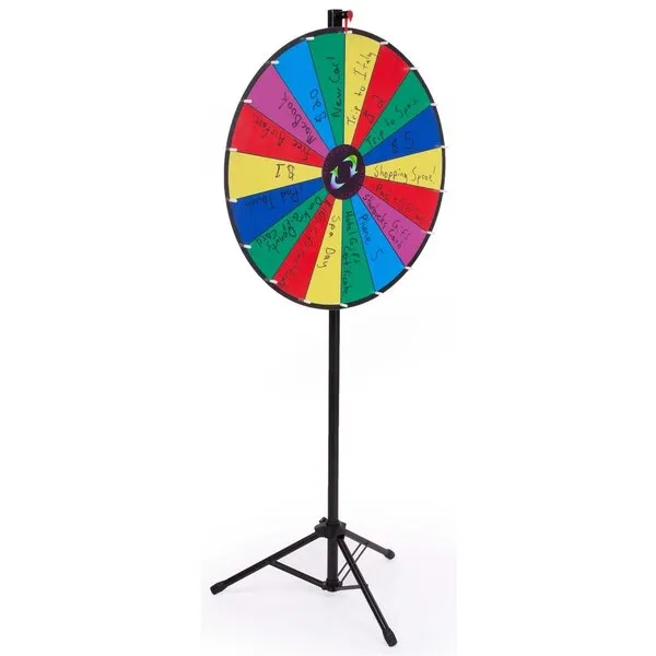 Displays2go Prize Wheel with Height-Adjustable Floor Stand, 18 Slot Design, 30\