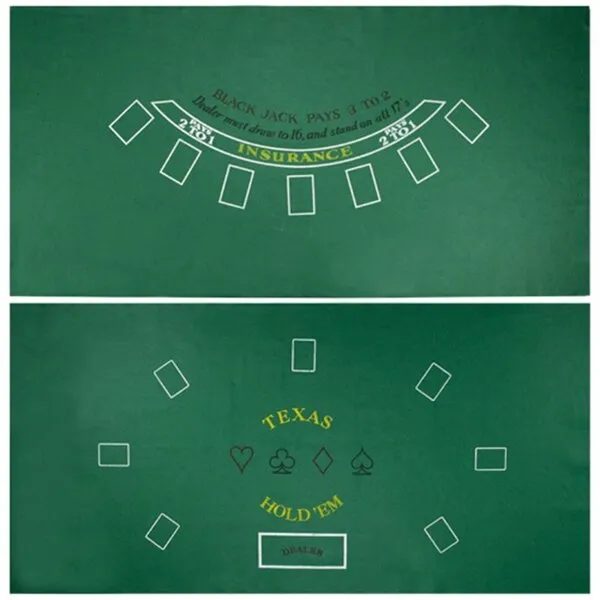 Brybelly Casino Night 2-in-1 Blackjack and Texas Hold'em Table Felt Only- Green Felt Double Sided Casino Tabletop Gaming Mat- 72