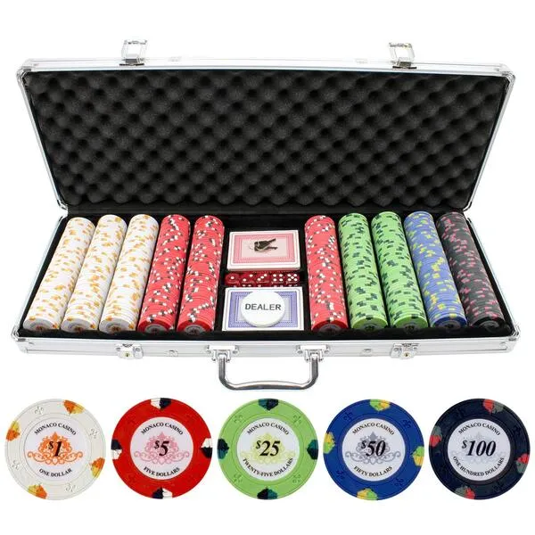 Versa Games 500pc Monaco Casino 13.5g Clay Poker Chips Set
