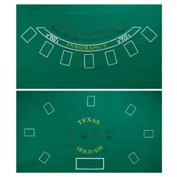 Poker Double Sided Blackjack and Texas Holdem Full Size Felt Layout - with Dealer Position!
