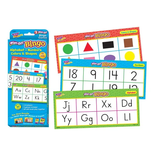 Alphabet, Numbers, Colors & Shapes Wipe-Off Bingo Game by TREND enterprises, Inc.