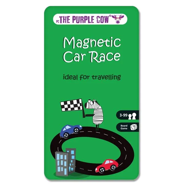 The Purple Cow Magnetic Travel Car Race Game - Airplane Games & Quiet Games. Game Box for Kids & Adults. Fun Game Where You Get to Race Each Other Around A Track, Car Race