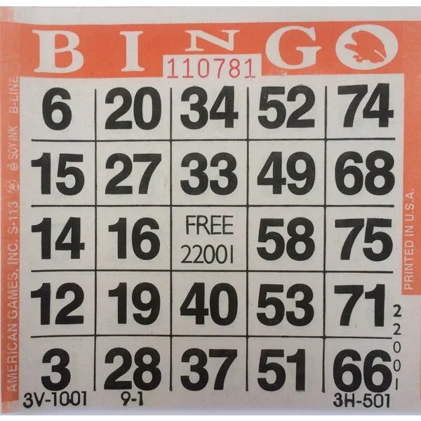 American Games 1 on (Single) Orange Bingo Paper Cards - 500 Cards per Pack