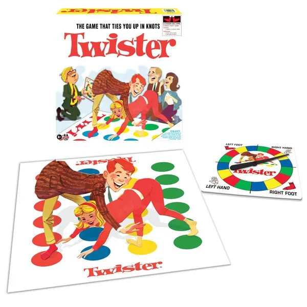 Classic Twister with Retro Design and Oversized Spinner by Winning Moves Games USA, Party Game for 2 or More Players, Indoor and Outdoor Fun for Kids Ages 6+