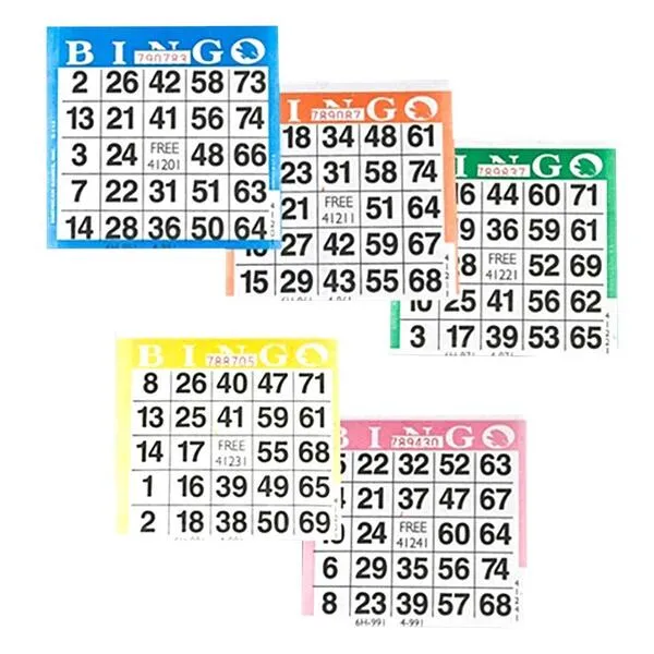 American Games Bingo Paper Game Cards - 1 Card - 5 Sheets - 100 Books - 4 Inch Square Size Disposable Cards - Made in USA