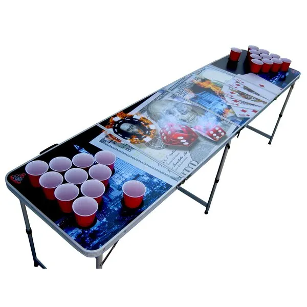 Vegas Poker Portable Beer Pong Table with Holes