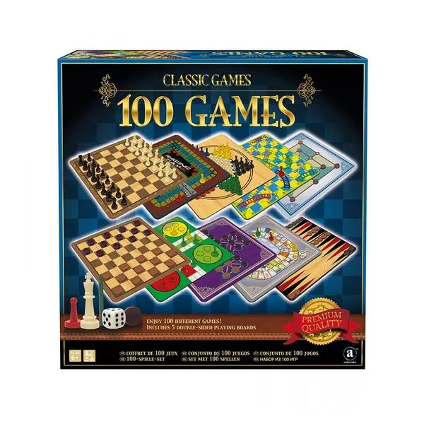 Merchant Ambassador: Classic Games, Enjoy 100 Different Games, Includes 5 Double-Sided Playing Boards, Fun for Children and Adults, For Ages 3 and up