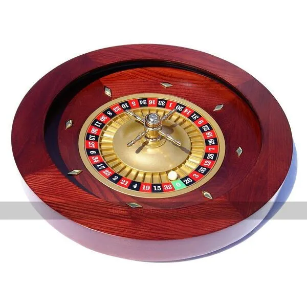Masters Traditional Games 18-inch Mahogany Roulette Wheel with Single 0 and Precision Bearing Mechanism