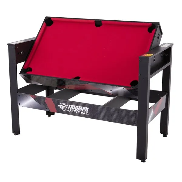 TRIUMPH SPORTS USA 4-in-1 Rotating Swivel Multigame Table – Air Hockey, Billiards, Table Tennis, and Launch Football , Black/White, 23.75 x 32.00 x 48.00