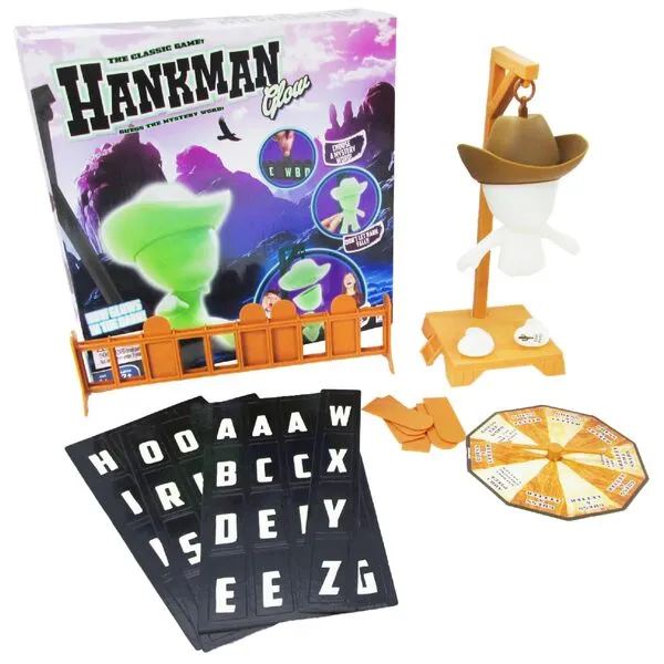 Fotorama Hankman Glow, Magnetic Hangman Mystery Word Guessing Game for Kids & Families, Glow in The Dark Travel Game, Guess The Word Before Hank Falls