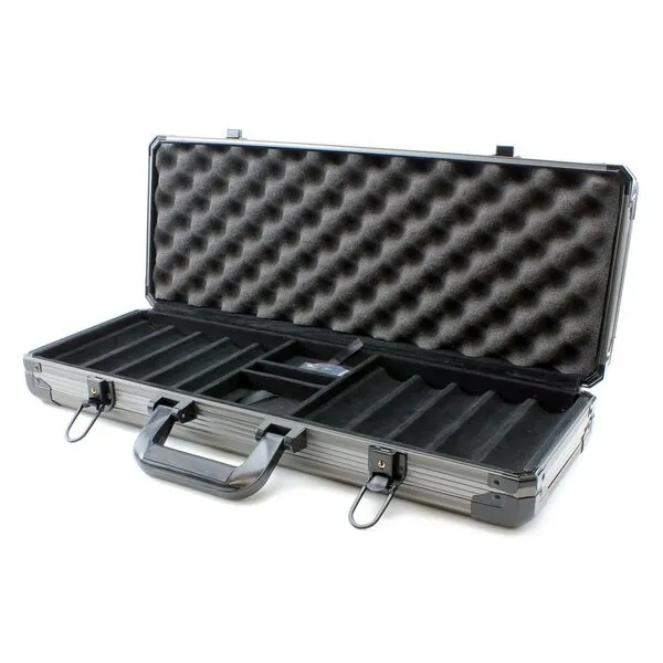 Versa Games 500pc Deluxe Poker Chip Case in Gray Color - Reinforced, Strong, Sturdy Design