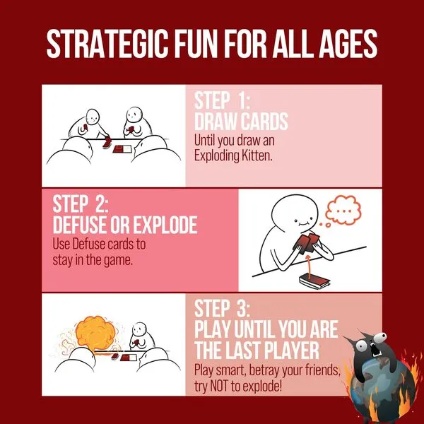 Exploding Kittens Original Edition - Hilarious Game for Family Game Night - Funny Card Games for Ages 7 and Up - 56 Cards - 2-5 Players - 15 Minutes of Play