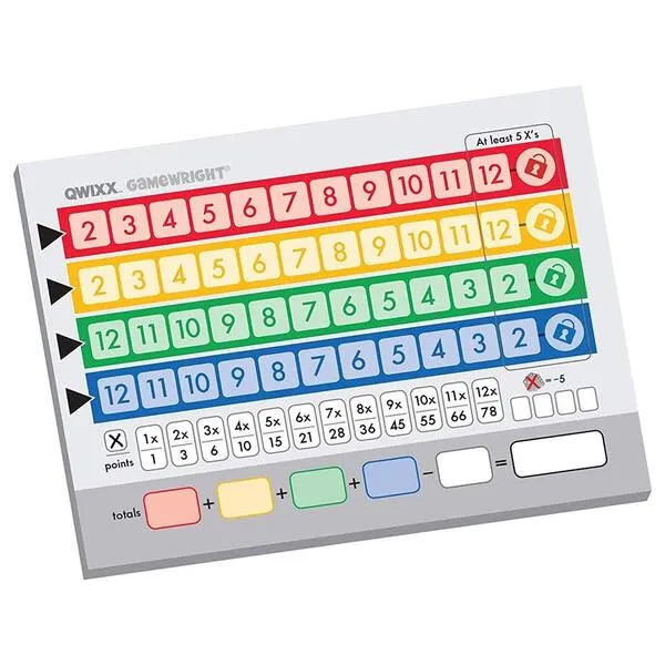 Gamewright Qwixx, Replacement Score Cards Action Game Multi-colored 1 Pack