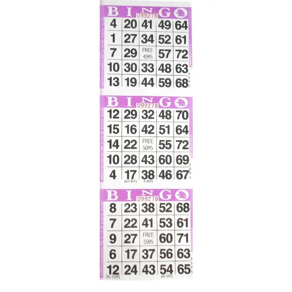American Games 3 on Purple Bingo Paper Card Sheets (1,000 Sheets Per Pack; 3000 Cards Total)