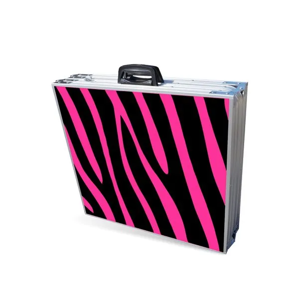 PARTYPONG 8-Foot Folding Beer Pong Table - Pink Zebra Edition (Base Model)