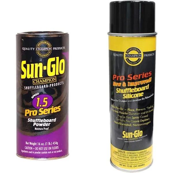 Sun-Glo Silicone Shuffleboard Spray (12 oz.) & #5 Speed Shuffleboard Wax (16 oz.) Combo