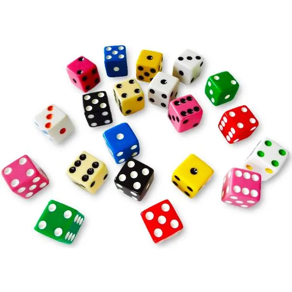 20 Assorted Dice 10 Colors 16 mm - Great for Gaming Casino Night - Brought to You by DLS