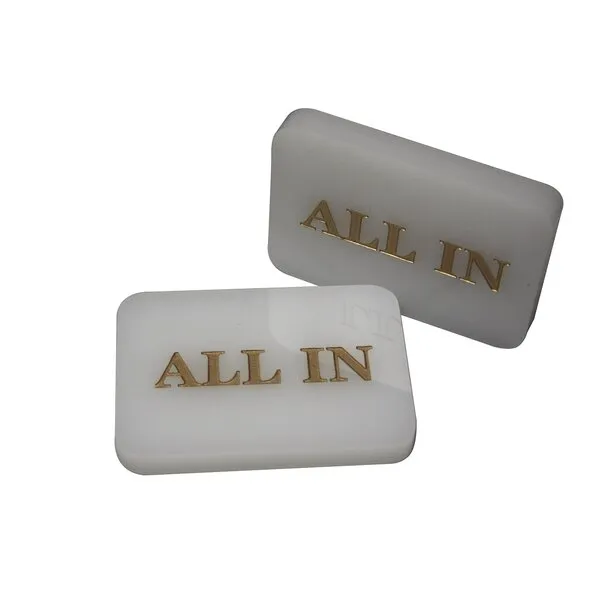 MRC POKER Lot of 4pcs Acrylic All in Button Casino Quality Plaque Dealer Button Large White
