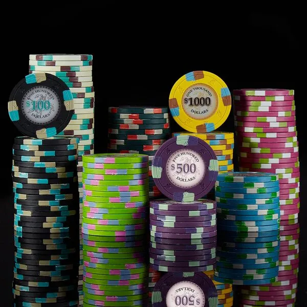 Poker Knights Poker Chips Set - 1000 Heavyweight (13.5-Gram) Clay Composite Chips with Numbers, 10 Acrylic Trays, & Clear Carry Case - Professional Casino Supplies, Kits, Holders, & Storage Container
