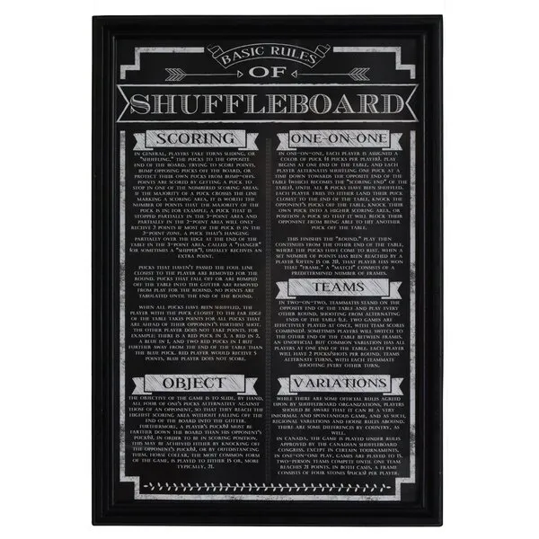 Hathaway Shuffleboard Game Rules Wall Art, Black