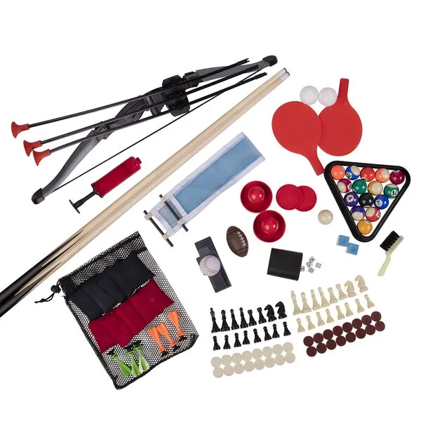 Triumph 13-in-1 Combo Game Table Includes Basketball, Table Tennis, Billiards, Push Hockey, Launch Football, Baseball, Tic-Tac-Toe, and Skee Bean Bag Toss