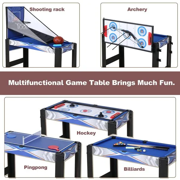 HLC 3ft 5 in 1 Multi Combo Game Table, Folding Multi Game Combination Table Set with Pool Table Hockey Table Table Tennis Table Basketball Archery