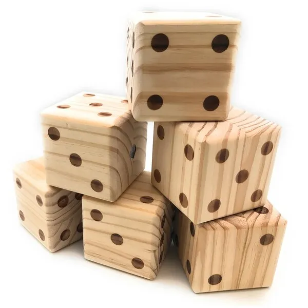 Oojami Giant Wooden Yard Dice with Carrying Canvas Bag