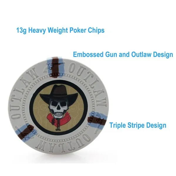 Versa Games 500 Piece 13g Poker Chips - Pro Quality Casino Poker Chip Set - Poker Chips with Denomination Numbers for Texas Holdem - New Upgraded Poker Chip Case Outlaw Clay Poker Chip Set