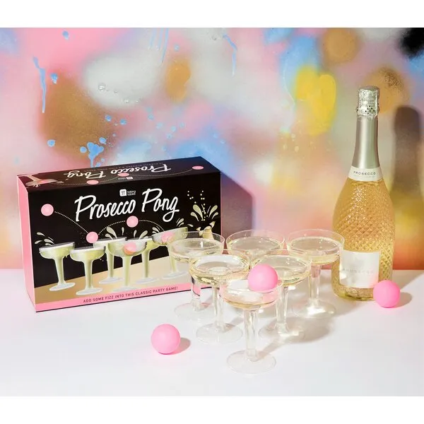 Talking Tables Prosecco Adult Drinking Includes Ping Pong Balls | Games for Bachelorette Party, Girls Night, Birthday, Bridal Shower, NYE, Cham, 12 Glasses