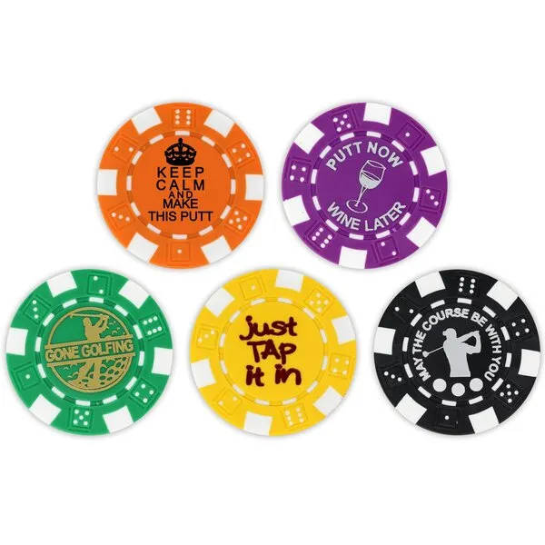 DA VINCI Golf Ball Marker Poker Chip Collection, 11.5 Gram Striped Chips