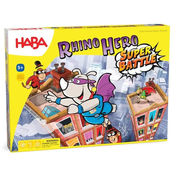 HABA Rhino Hero Super Battle - Exciting 3D Stacking Board Game for Kids & Adults, Fun Family Games,Stacking Card Games for Kids, Made in Germany