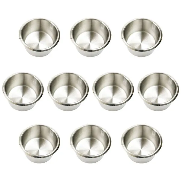 Game Table Cup Holder Insert - 10 Stainless Steel Drop in Large Drink Cup Holders,Boat Poker Table Replacement Cups Accessories