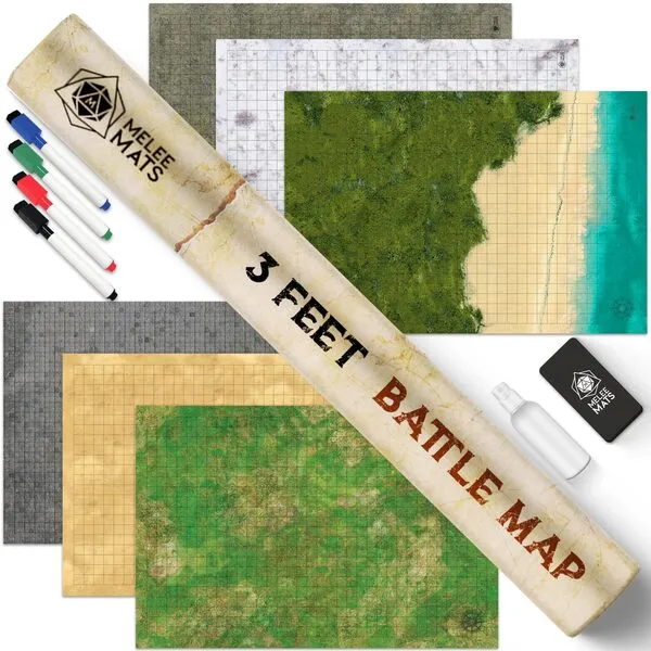 Melee Mats DND Map Starter Kit for Dungeons & Dragons Game - 24” x 36