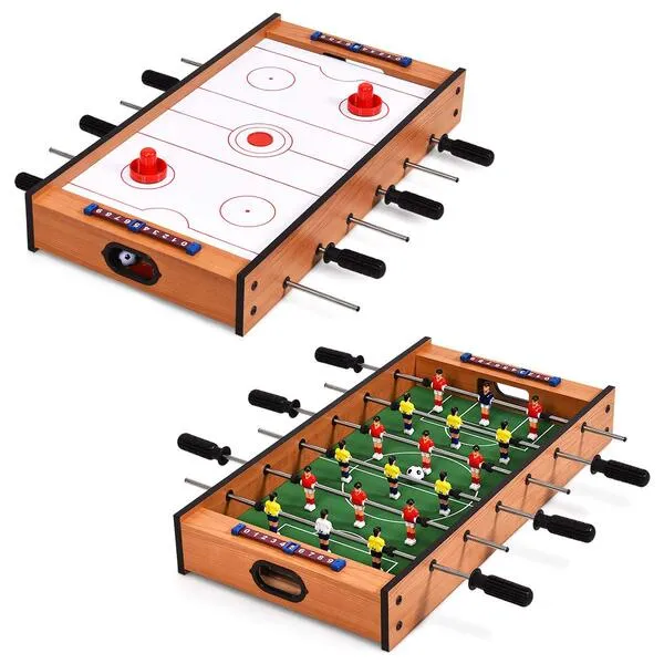 Giantex Multi Game Table, 2 in 1 Combo Mini Game Table Top w/Soccer, Slide Hockey, Wood Foosball Game Table Top w/Footballs, Perfect for Game Rooms, Arcades, Bars, Parties, Family Night