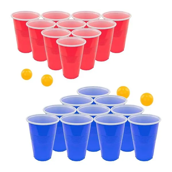 Fairly Odd Novelties Beer Pong Set - 22 Durable Cups in Red & Blue, 4 Precision Ping Pong Balls - The Epic Party Game for Endless Fun & Friendly Competition - Ideal for BBQs, Birthdays & More!