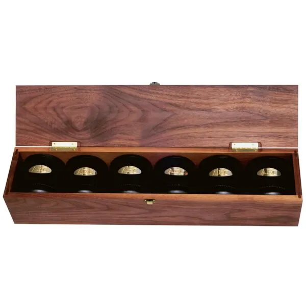 Golden Gate Dice Shaker Cup Set of Six in Walnut Presentation Case Includes Thirty White Dice and a Book of Dice Games (Includes Liars Dice) (Dice Cup Set)