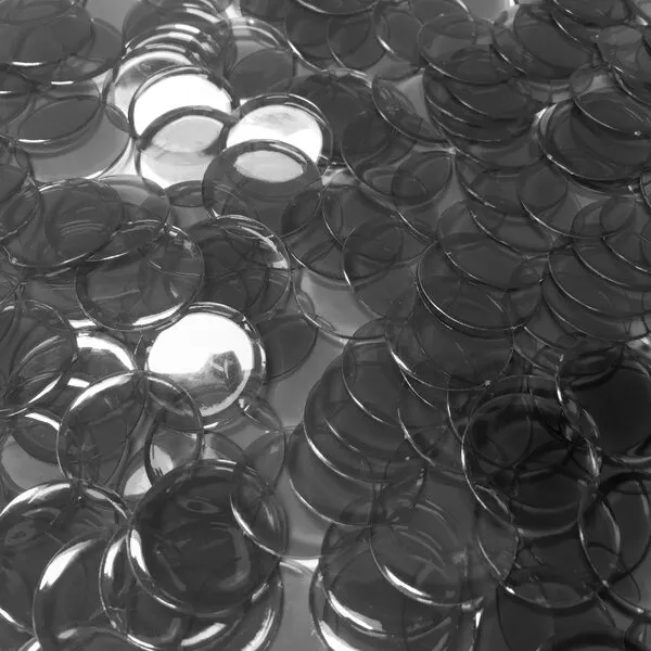 MR CHIPS Plastic Bingo Chips for Bingo Games 50 Count Bag - Solid and Transparent Colors Counting Chips - Transparent Black - 7/8 Inch